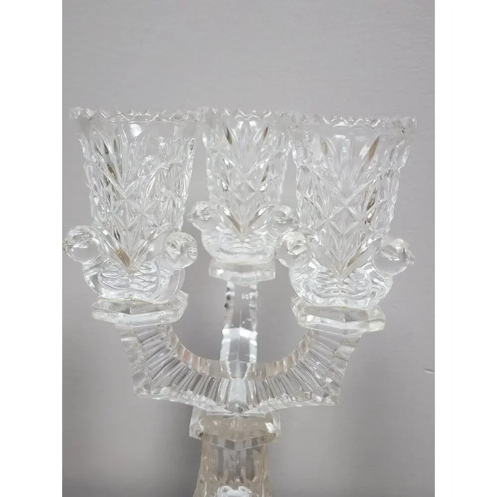 Hofbauer Crystal The Byrdes Collection Three Arm Candlestick Holder | Vintage